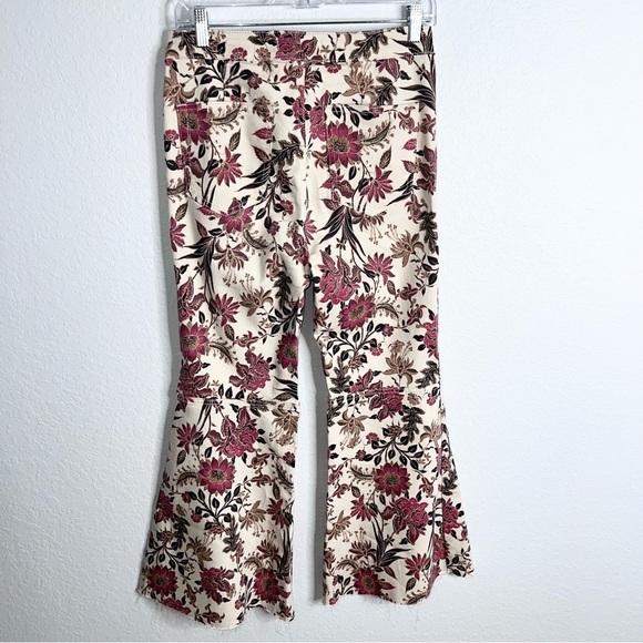 Free People Flare Jeans Women 28 Float On Flare Floral Boho Bell Bottom Raw Hem - Picture 4 of 8